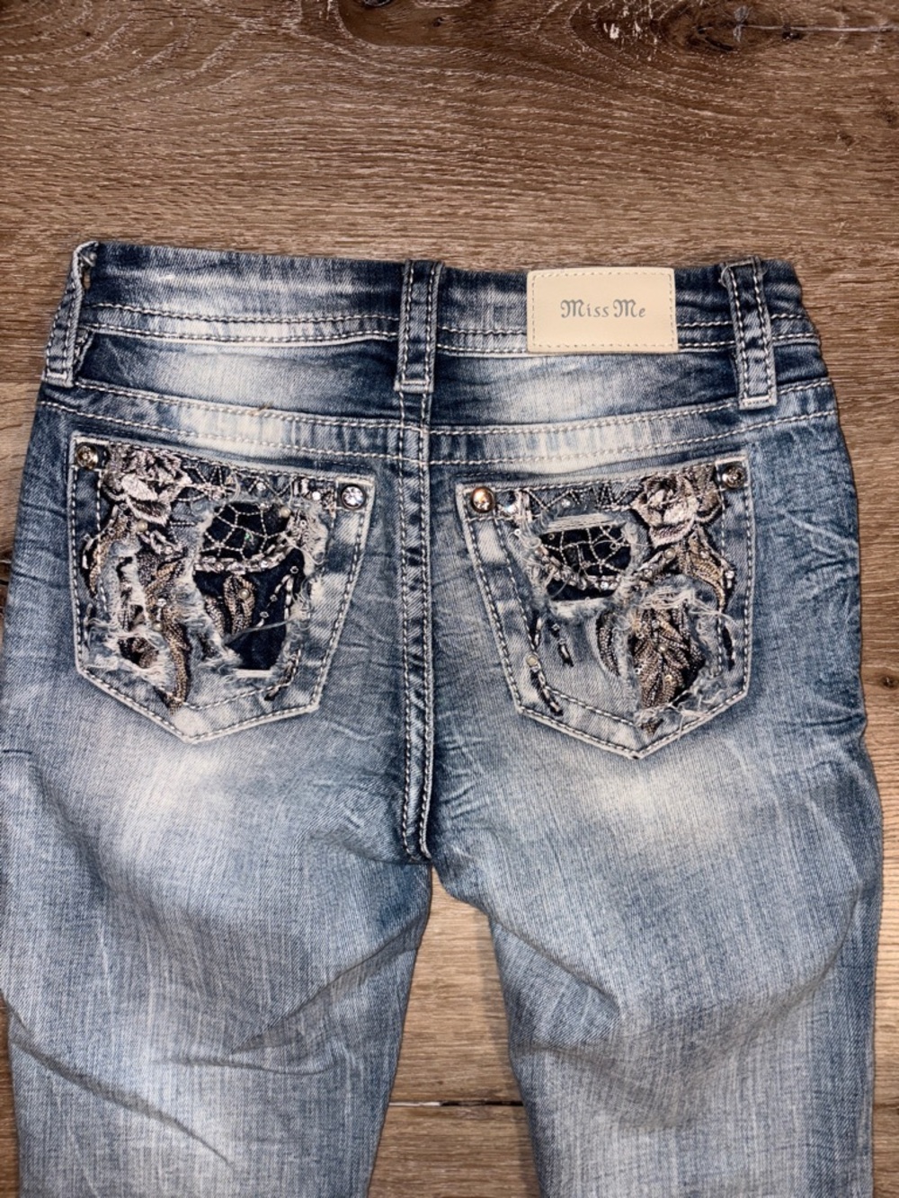 Miss Me Embellished Back Pocket Skinny Jeans - Blue